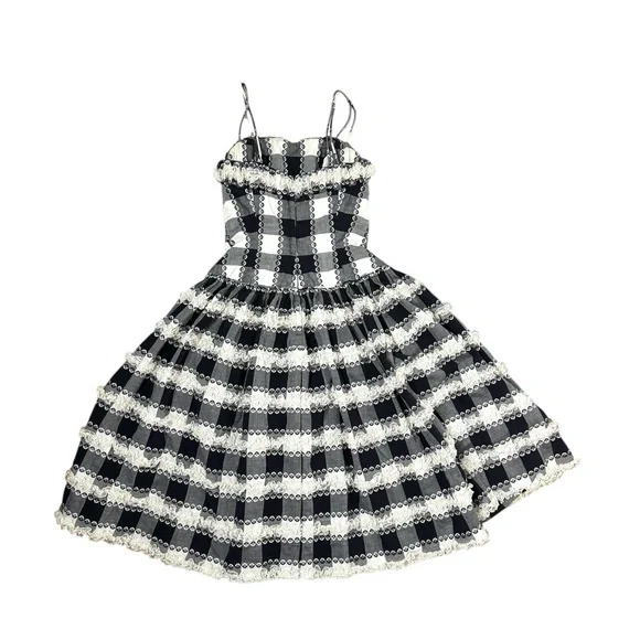 Vintage | 1950’s True Vintage Lou-Ette California Gigham Ruffle and Lace Dress - Picture 2 of 15